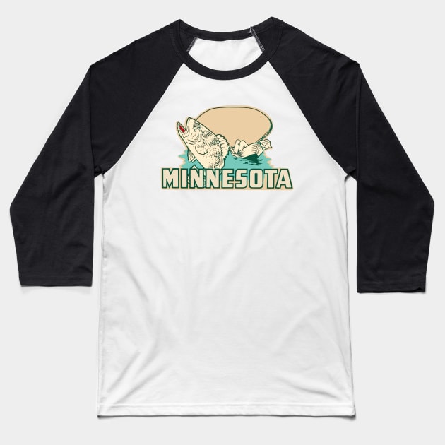 Vintage Style Minnesota Decal Baseball T-Shirt by zsonn